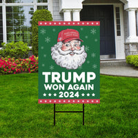 Santa Make America Great Again Yard Sign - Trump Won Again, Christmas Santa Sign, Trump Christmas Holiday Yard Sign with Metal H-Stake