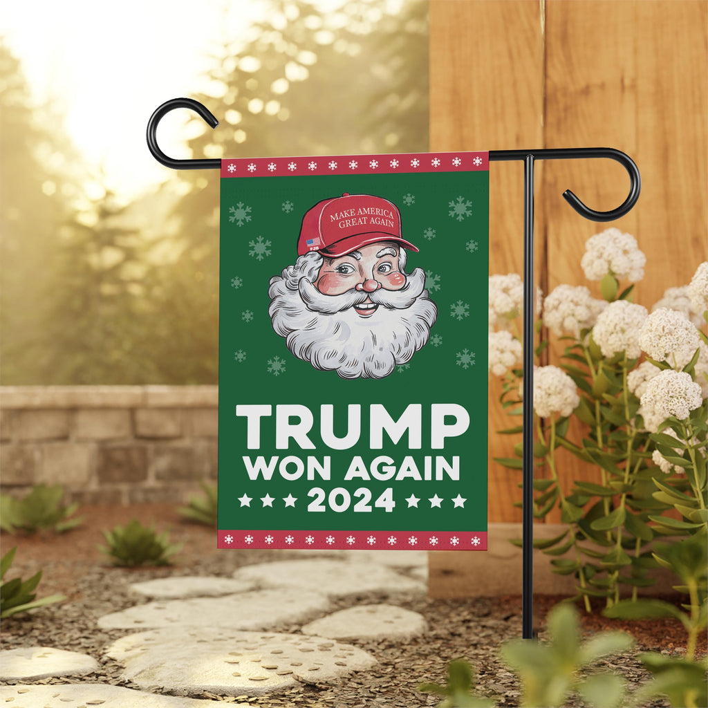 Santa’s Favorite Felon Garden Flag - 12x18 Inch Double Sided, Trump Won Again Flag, Donald Trump Christmas Flag, Trump 2024 Christmas Flag