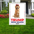 Trump Golden Retriever Yard Sign - Trump Won Again, Make America Great Again Sign, Donald Trump Republican Yard Sign with Metal H-Stake