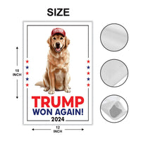 Trump Golden Retriever Garden Flag - 12x18 Inch Double Sided, Trump Won Again Flag, Make America Great Again Flag, Trump Republican Flag