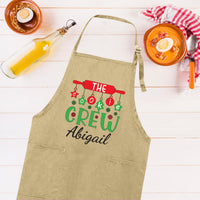 The Cookie Crew Custom Christmas Apron, Adjustable Neck, Full-Length Personalized Christmas Kitchen Apron with Pockets, Christmas Mom Gift