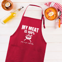 My Meat is 100% Going In Your Mouth Apron, Adjustable Neck, Full-Length Funny Grill Apron with Pockets, BBQ Apron, Apron for Men, Dad Apron