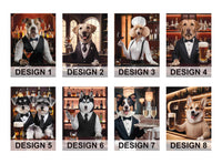 Personalized Pet Portrait Painting, Bartender Dog Artwork from Photo, Custom Gift for Dog Dad, Printable Wall Art, Bar Canvas Poster Decor