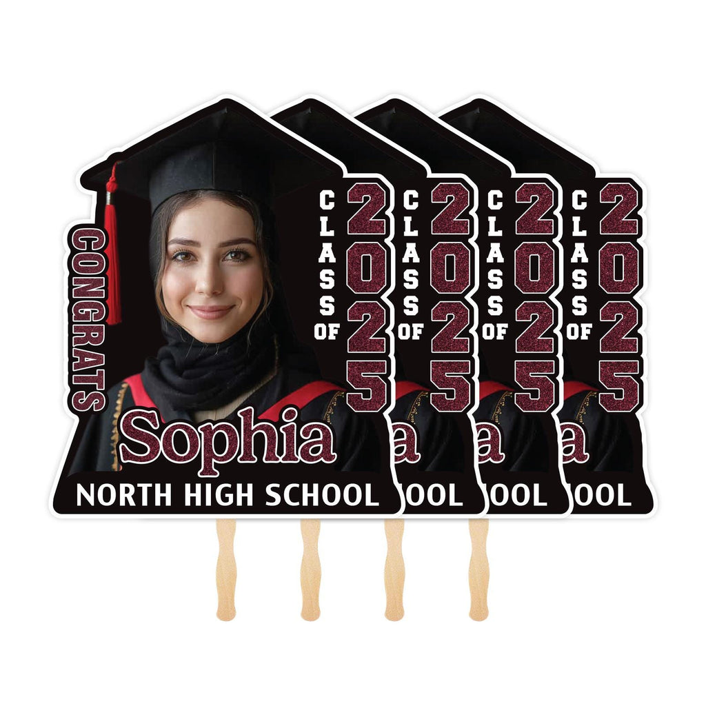 Custom Face Fans With Wooden Handle, Graduation Head, Grad Face Fans, Class of 2025 Head Fans, Graduation Faces on a Stick