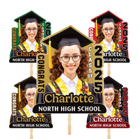 Custom Face Fans With Wooden Handle, Graduation Head, Grad Face Fans, Class of 2025 Head Fans, Graduation Faces on a Stick