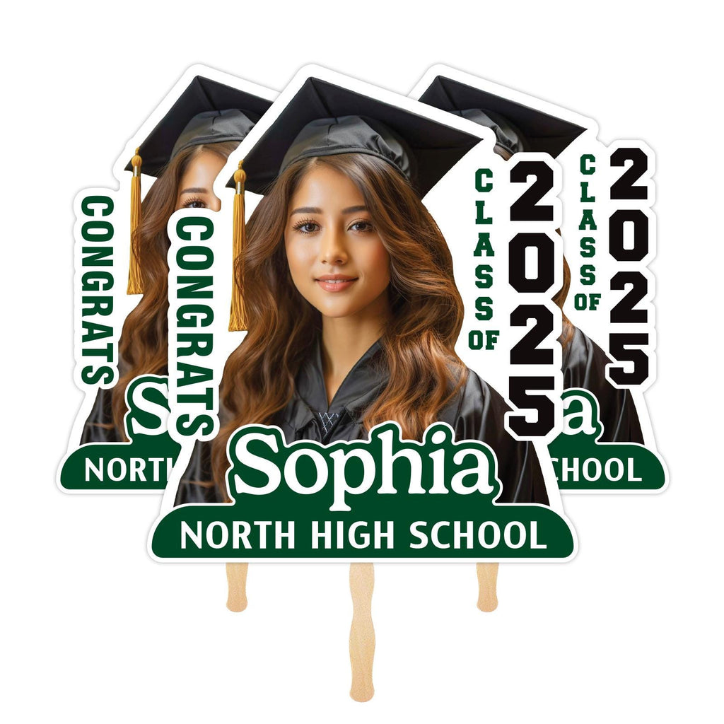 Custom Face Fans With Wooden Handle, Graduation Head, Grad Face Fans, Class of 2025 Head Fans, Graduation Faces on a Stick