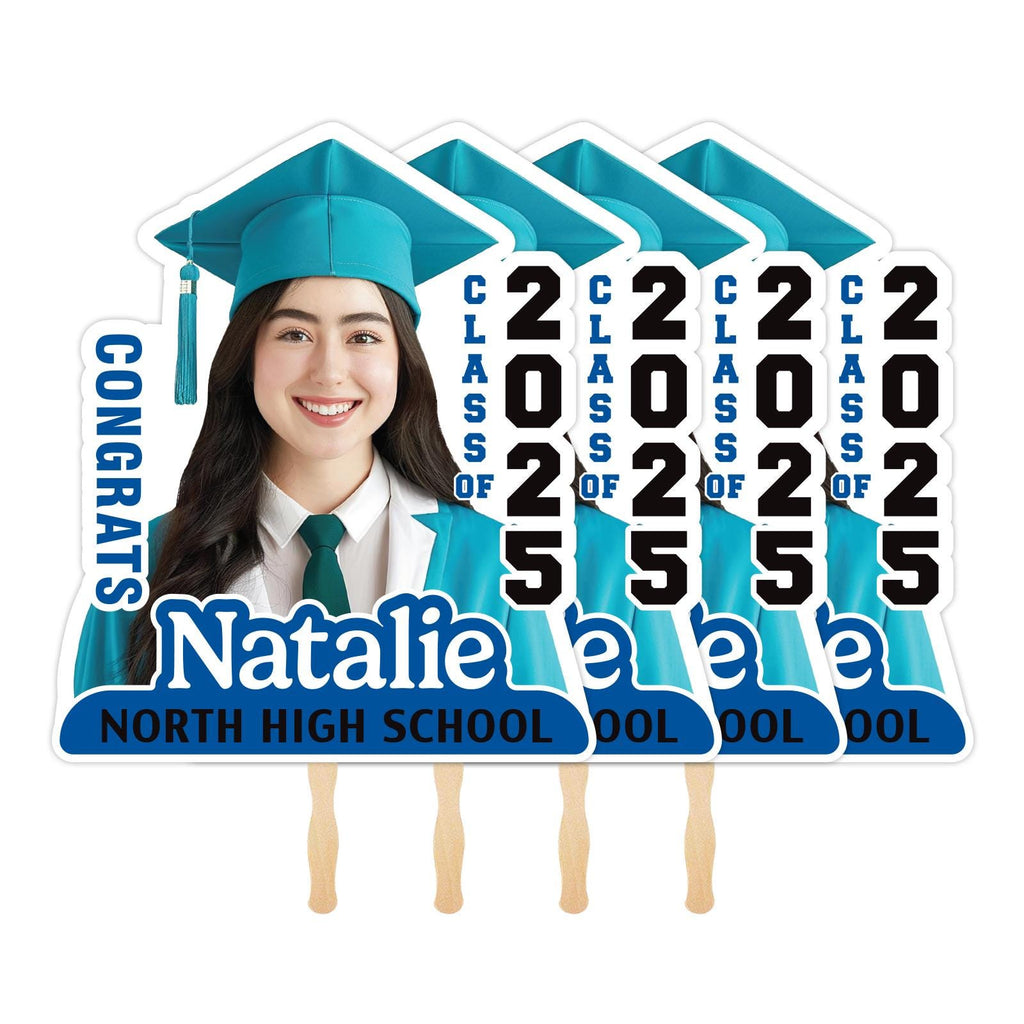 Custom Face Fans With Wooden Handle, Graduation Head, Grad Face Fans, Class of 2025 Head Fans, Graduation Faces on a Stick