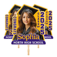 Custom Face Fans With Wooden Handle, Graduation Head, Grad Face Fans, Class of 2025 Head Fans, Graduation Faces on a Stick
