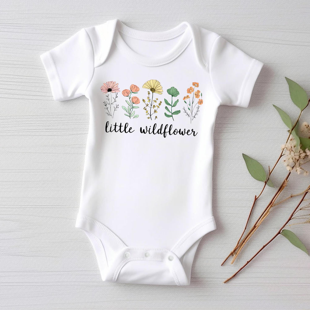 Little Wildflower Baby Bodysuit, Baby Shirt, Toddler Sweatshirt - Boho Girl Flower Outfit, Baby Shower Gift for Girls, Cute Nature Clothes