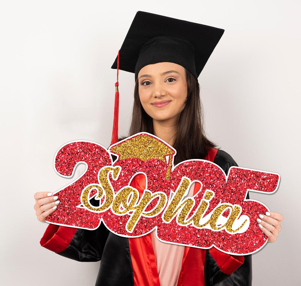 Personalized 2025 Graduation Sign, PVC Custom Name Senior Graduation Party Prop Sign, High School College University School Graduation Gift
