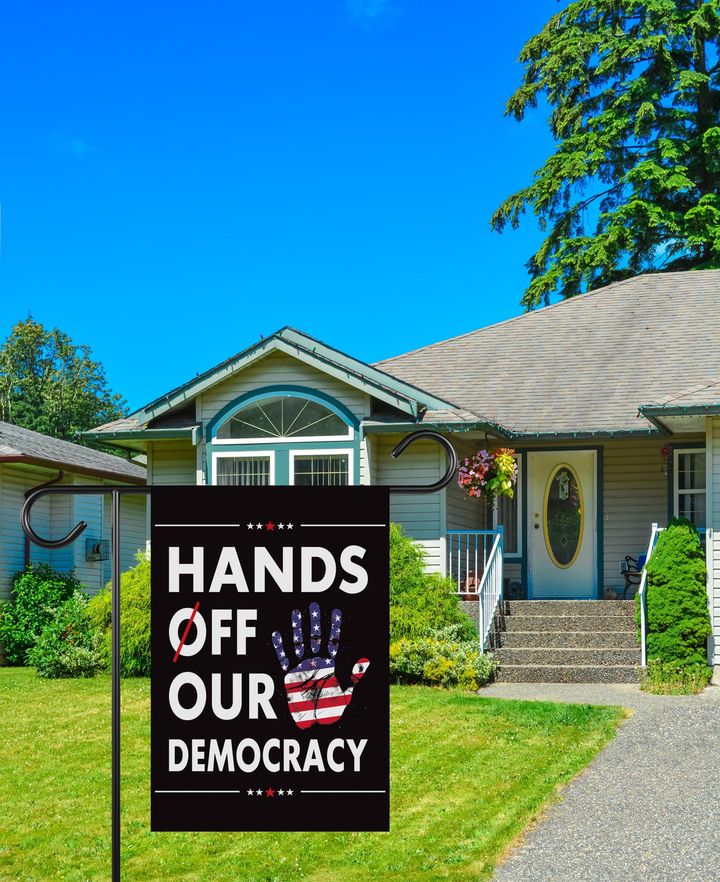 Hands Off Our Democracy Garden Flag, Double Sided, Resist Hate Flag, Anti-Trump Flag, Women's Rights, Resist Racism, Resist Fascism Flag