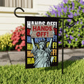 Hands Off Our Democracy Garden Flag, Double Sided, Resist Hate Flag, Anti-Trump Flag, Statue of Liberty, Resist Racism, Resist Fascism Flag