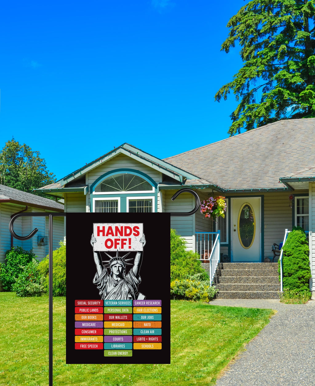 Hands Off Protest Garden Flag, Double Sided, Resist Hate Flag, Anti-Trump Flag, Women's Rights Flag, Resist Racism Flag, Resist Fascism Flag