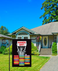 Hands Off Protest Garden Flag, Double Sided, Resist Hate Flag, Anti-Trump Flag, Women's Rights Flag, Resist Racism Flag, Resist Fascism Flag