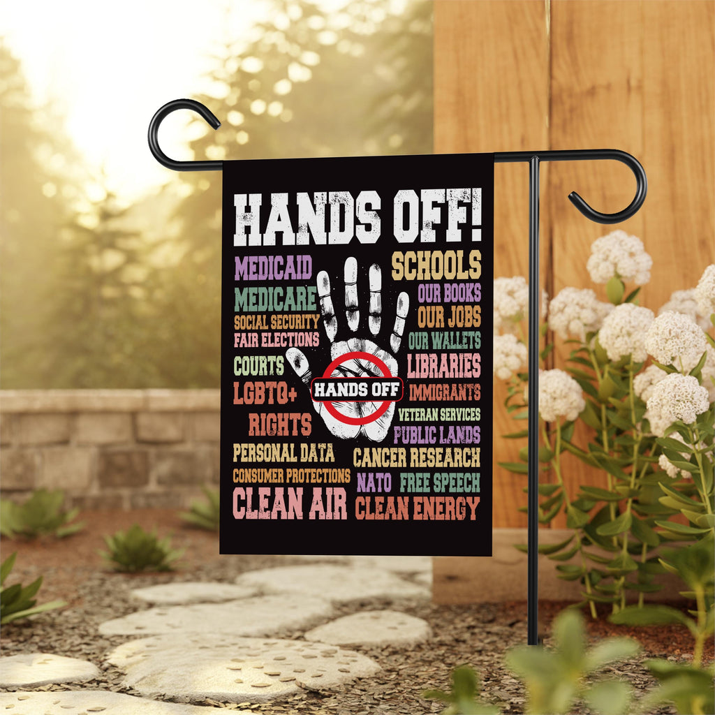 Hands Off Protest Garden Flag, Double Sided, Resist Hate Flag, Anti-Trump Flag, Women's Rights Flag, Resist Racism Flag, Resist Fascism Flag