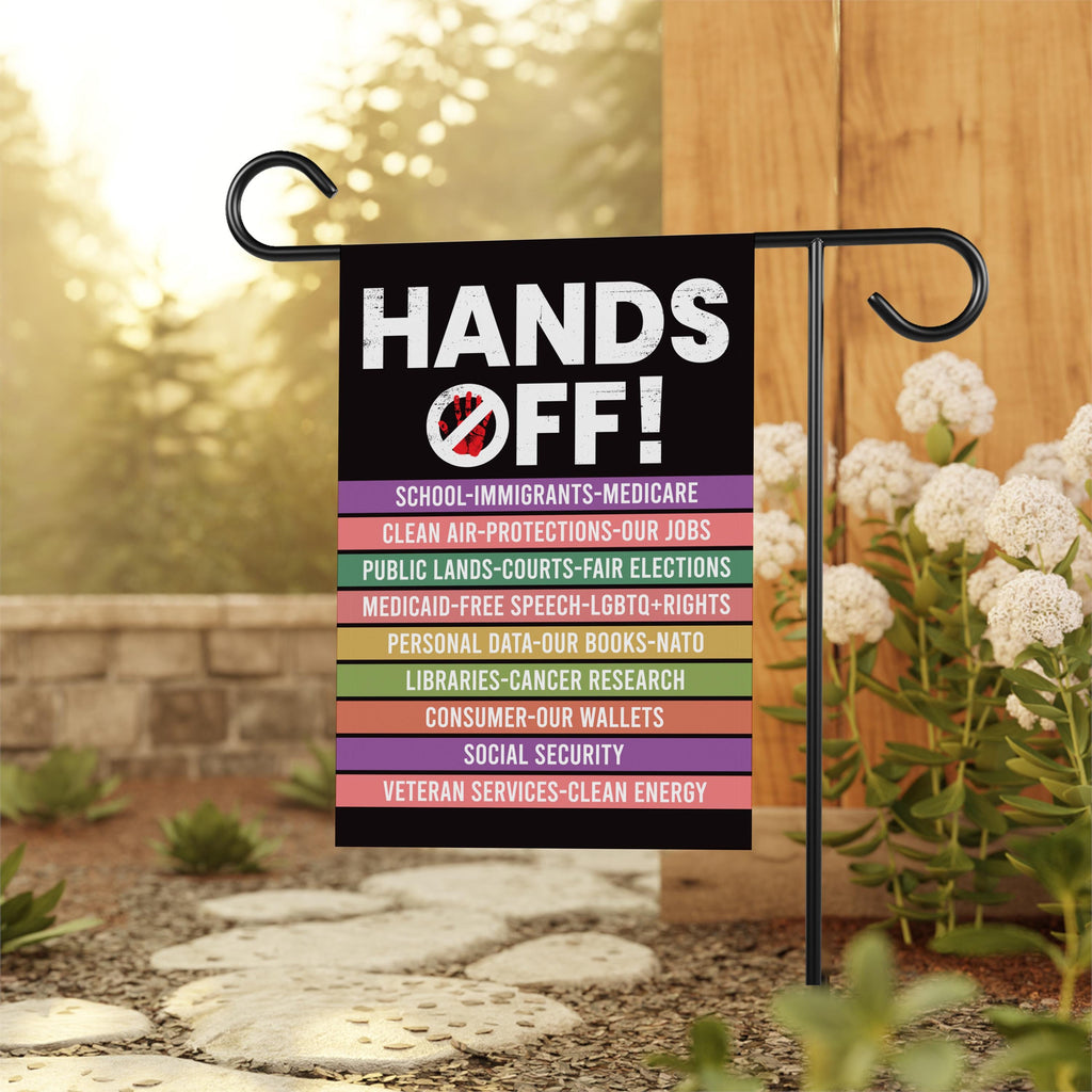 Hands Off Protest Garden Flag, Double Sided, Resist Hate Flag, Anti-Trump Flag, Women's Rights Flag, Resist Racism Flag, Resist Fascism Flag