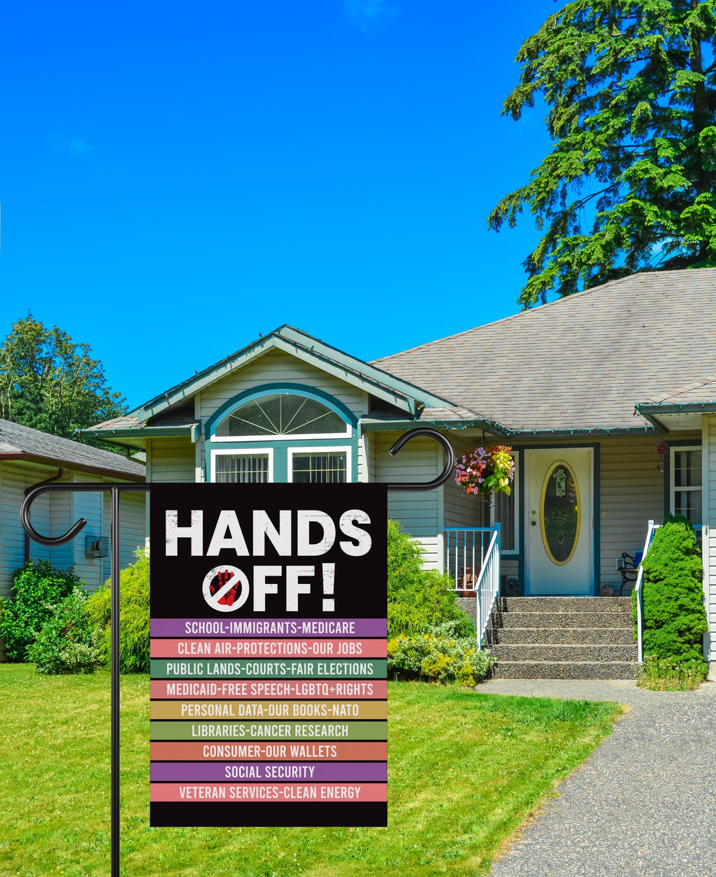 Hands Off Protest Garden Flag, Double Sided, Resist Hate Flag, Anti-Trump Flag, Women's Rights Flag, Resist Racism Flag, Resist Fascism Flag