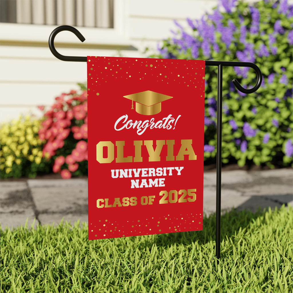 Personalized College Graduation Garden Flag, Double Sided Custom School, University Logo, Class of 2025 Yard Sign, Graduate Celebration Flag