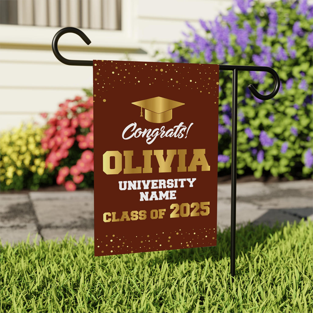 Personalized College Graduation Garden Flag, Double Sided Custom School, University Logo, Class of 2025 Yard Sign, Graduate Celebration Flag