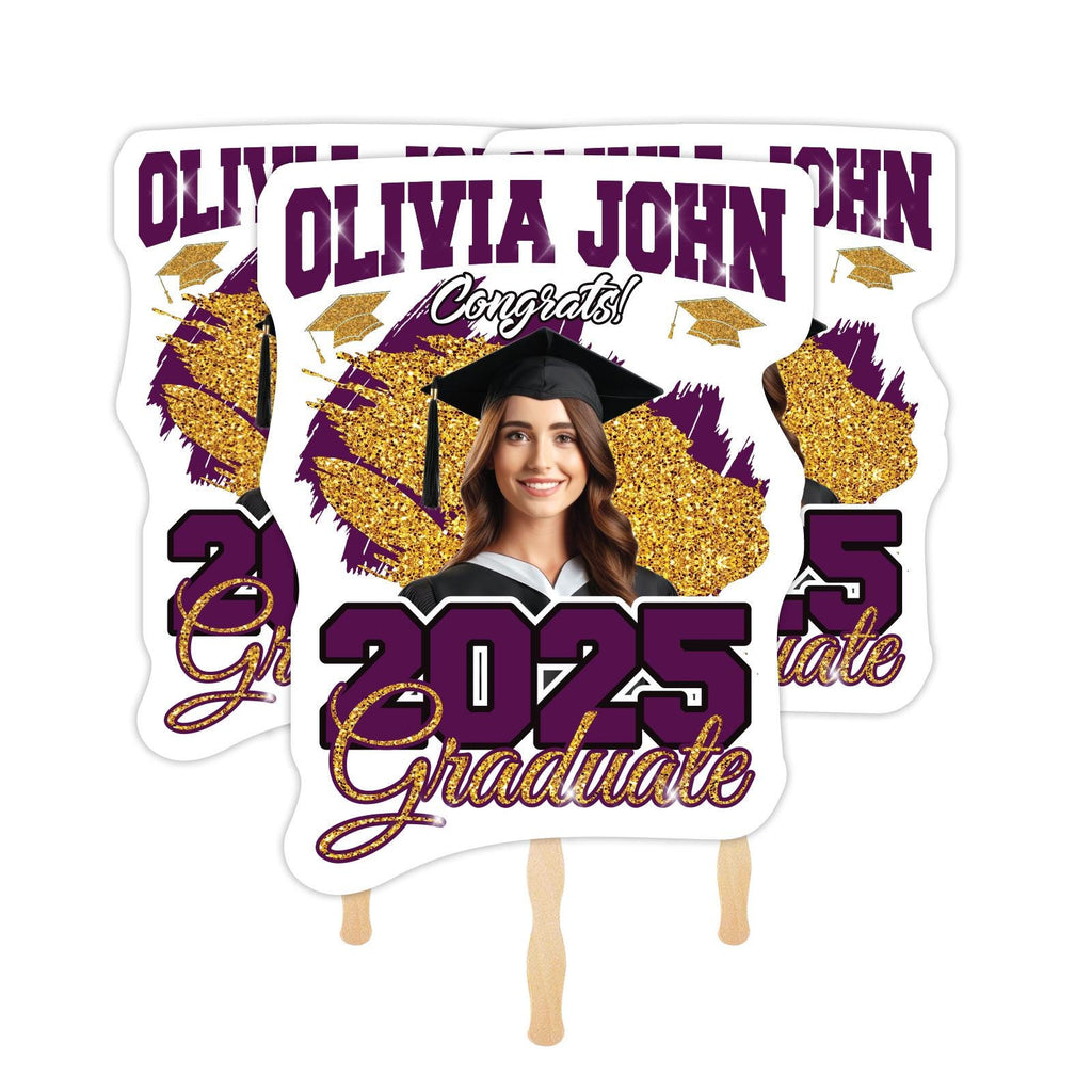 Custom Face Fans With Wooden Handle, Graduation Head, Grad Face Fans, Class of 2025 Head Fans, Graduation Faces on a Stick