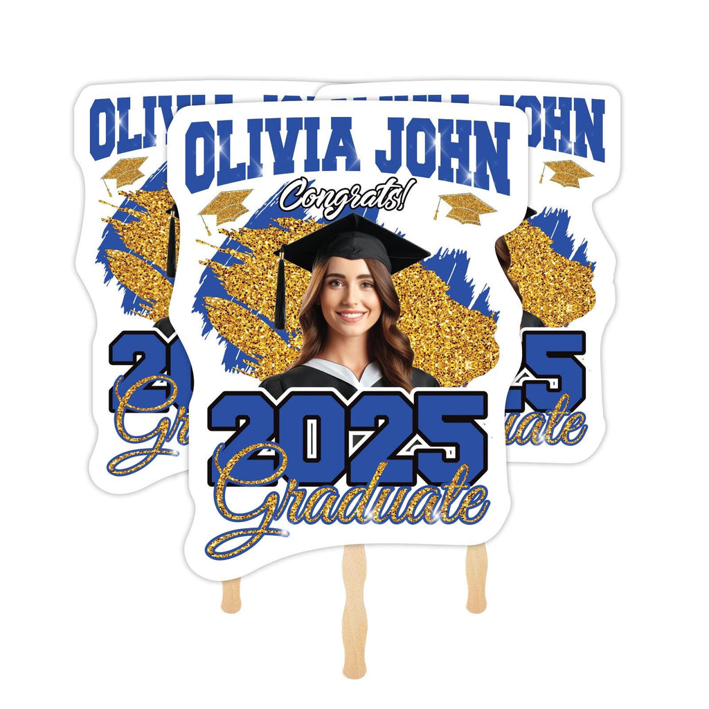 Custom Face Fans With Wooden Handle, Graduation Head, Grad Face Fans, Class of 2025 Head Fans, Graduation Faces on a Stick