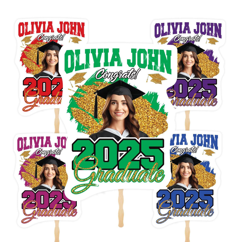 Custom Face Fans With Wooden Handle, Graduation Head, Grad Face Fans, Class of 2025 Head Fans, Graduation Faces on a Stick