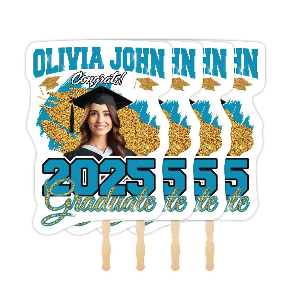 Custom Face Fans With Wooden Handle, Graduation Head, Grad Face Fans, Class of 2025 Head Fans, Graduation Faces on a Stick