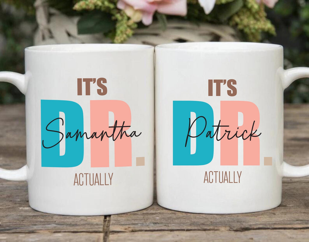It’s Actually Dr Coffee Mug, Funny Doctor Graduation Mug, Custom Medical School Gift for Her or Him, Personalized MD Mug, New Doctor Cup