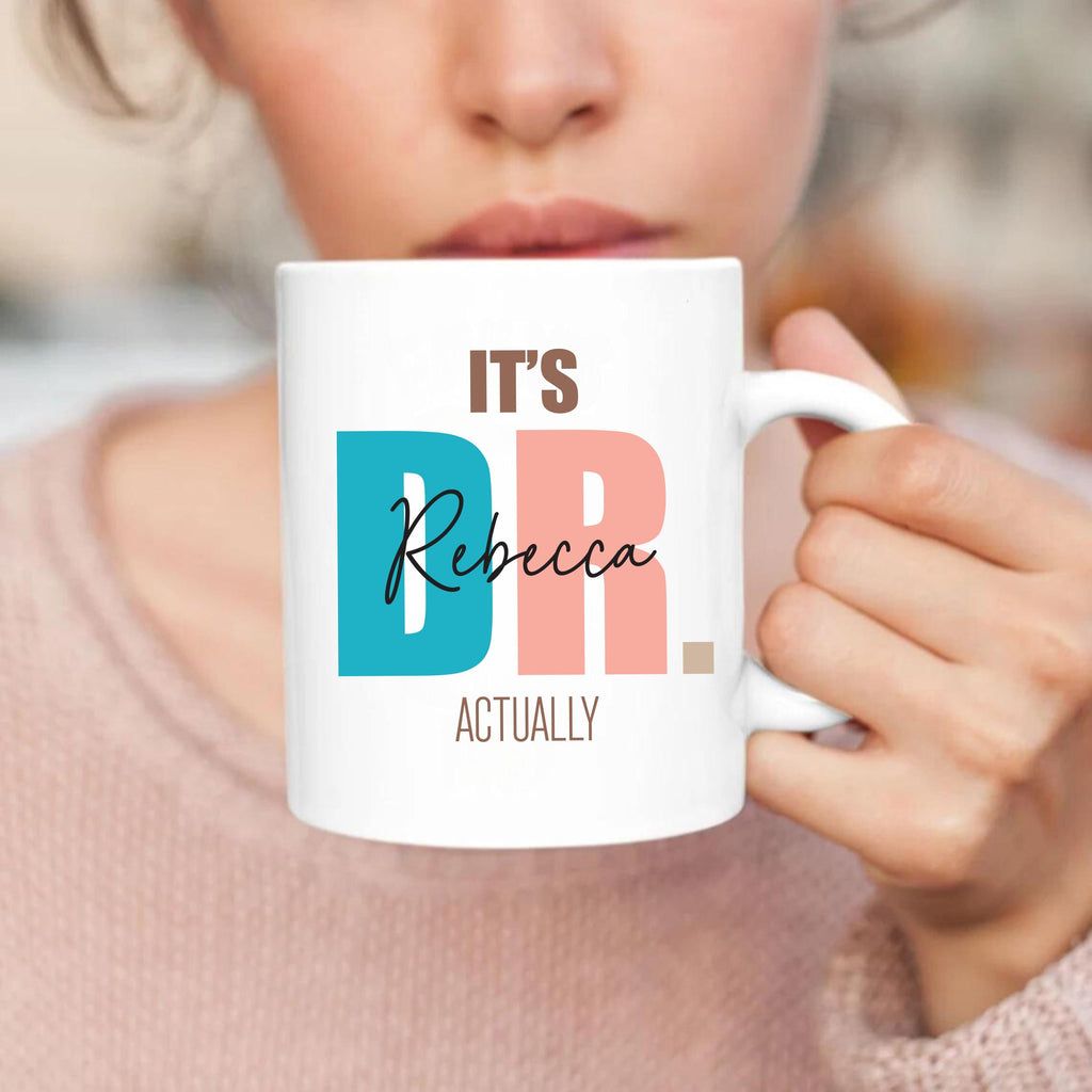 It’s Actually Dr Coffee Mug, Funny Doctor Graduation Mug, Custom Medical School Gift for Her or Him, Personalized MD Mug, New Doctor Cup