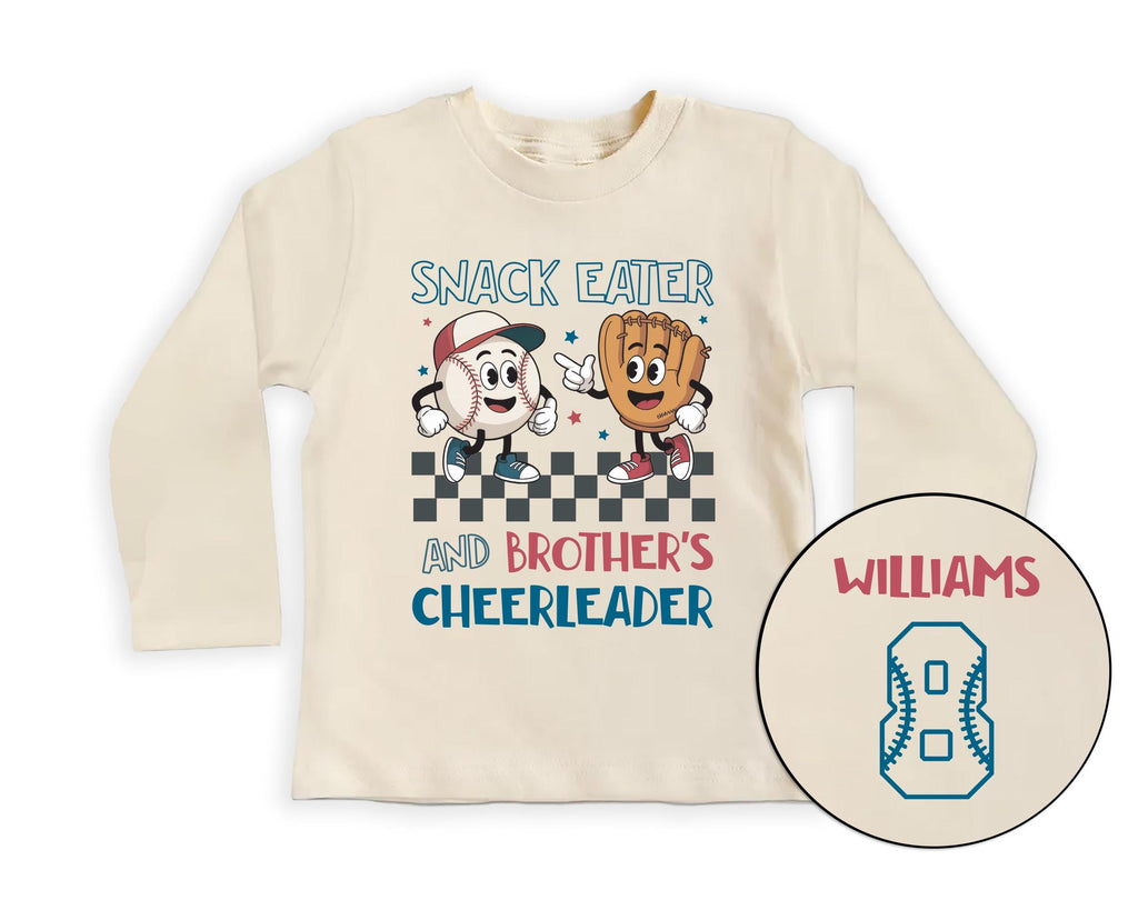 Custom Baseball Baby Bodysuit, Baby Shirt, Toddler Sweatshirt, Brother Cheerleader Tee, Little Sibling Softball College Game Gift, Two Sided