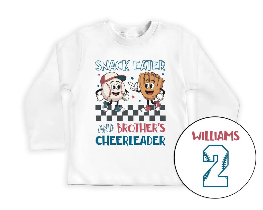 Custom Baseball Baby Bodysuit, Baby Shirt, Toddler Sweatshirt, Brother Cheerleader Tee, Little Sibling Softball College Game Gift, Two Sided