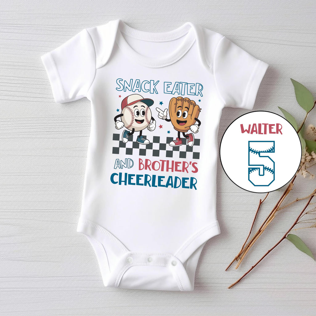 Custom Baseball Baby Bodysuit, Baby Shirt, Toddler Sweatshirt, Brother Cheerleader Tee, Little Sibling Softball College Game Gift, Two Sided