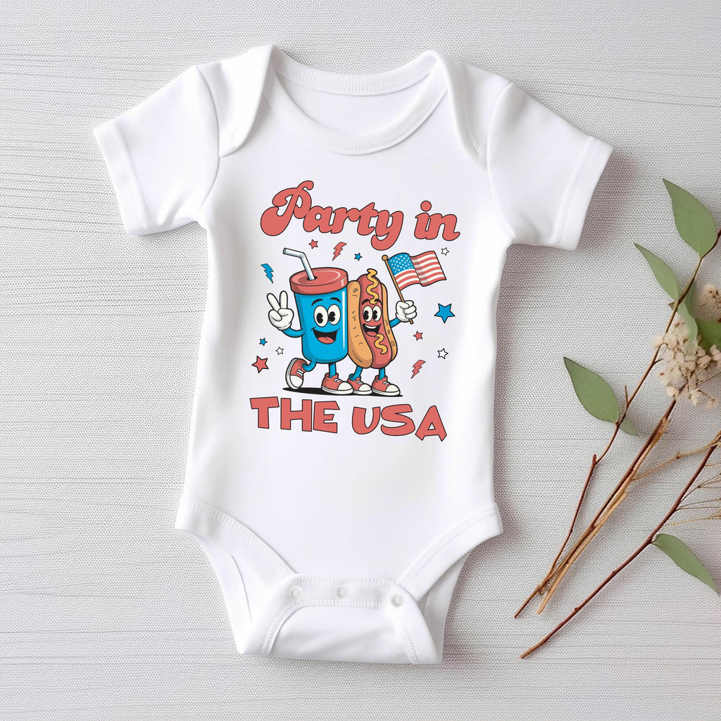 Retro 4th of July Baby Bodysuit, Baby Shirt, Toddler Sweatshirt - Party in the USA Outfit, Patriotic Memorial Day Baby Gift, Red White Blue