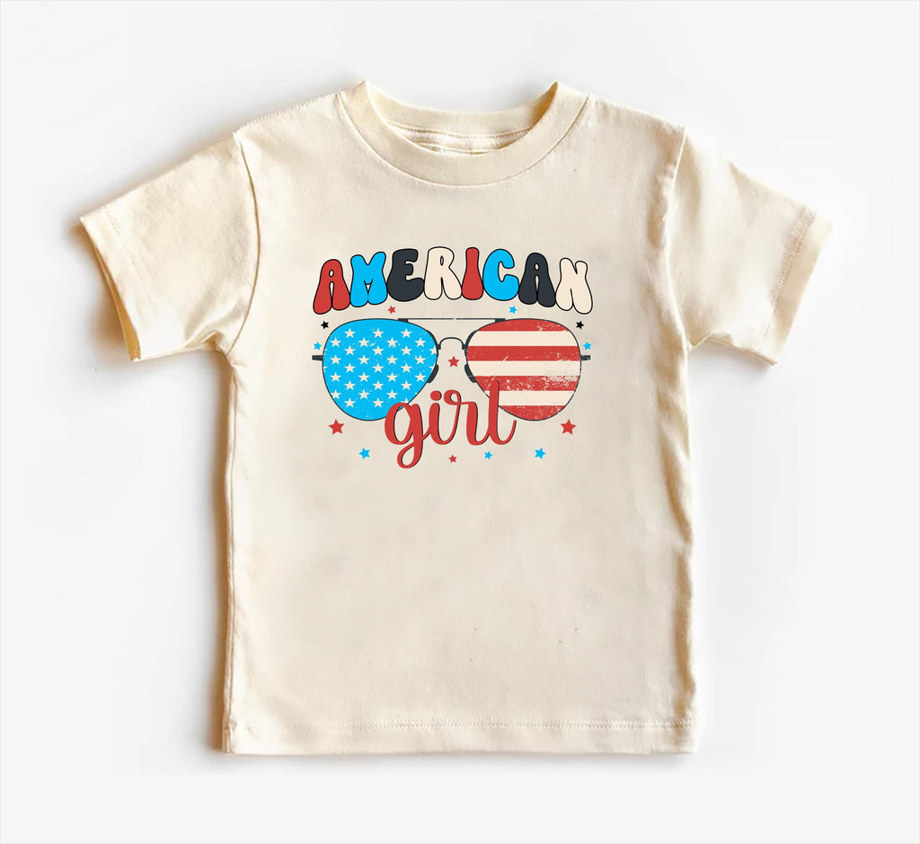 American Girl Baby Bodysuit, Baby Shirt, Toddler Sweatshirt - Retro Patriotic Outfit, Cute 4th of July Baby Gift, Red White Blue Clothes
