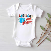 American Girl Baby Bodysuit, Baby Shirt, Toddler Sweatshirt - Retro Patriotic Outfit, Cute 4th of July Baby Gift, Red White Blue Clothes