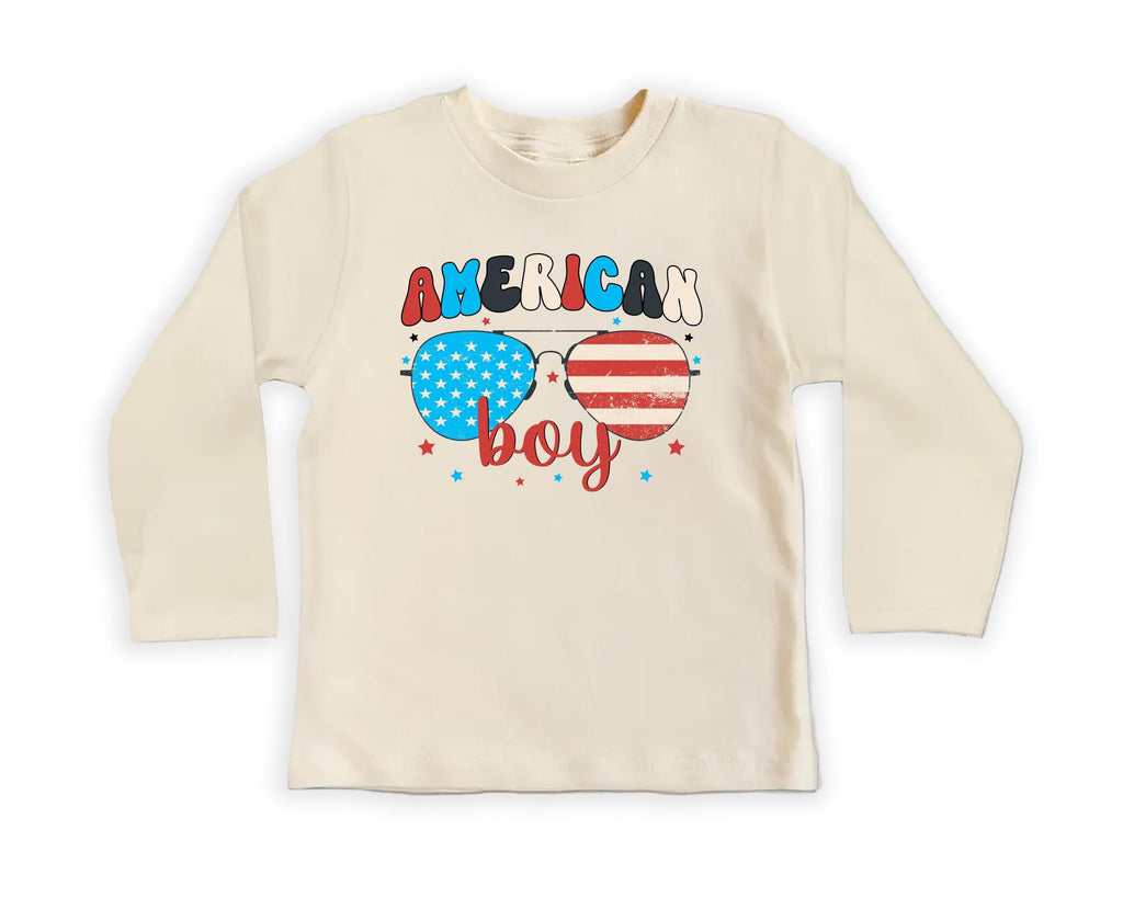 American Boy Baby Bodysuit, Baby Shirt, Toddler Sweatshirt - Retro Patriotic Outfit, Cute 4th of July Baby Gift, Red White Blue Clothes