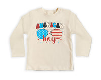 American Boy Baby Bodysuit, Baby Shirt, Toddler Sweatshirt - Retro Patriotic Outfit, Cute 4th of July Baby Gift, Red White Blue Clothes