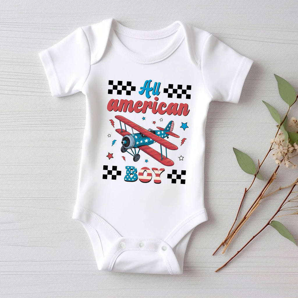 Fourth of July Baby Bodysuit, Baby Shirt, Toddler Sweatshirt - American Boy Retro Patriotic Outfit, Vintage 4th of July Baby Gift USA