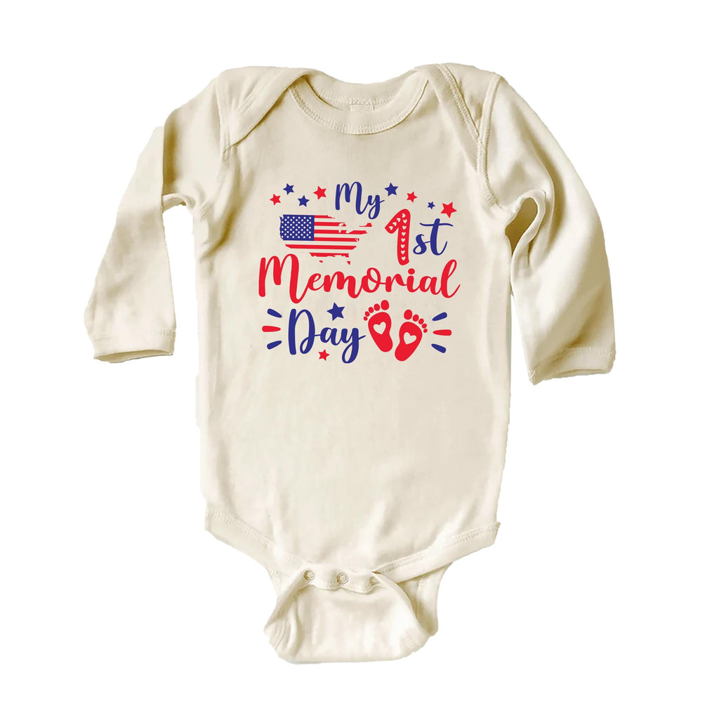 First Memorial Day Baby Bodysuit, Baby Shirt, Toddler Sweatshirt - Cute Patriotic America Outfit, Red White Blue Baby Gift for Newborns