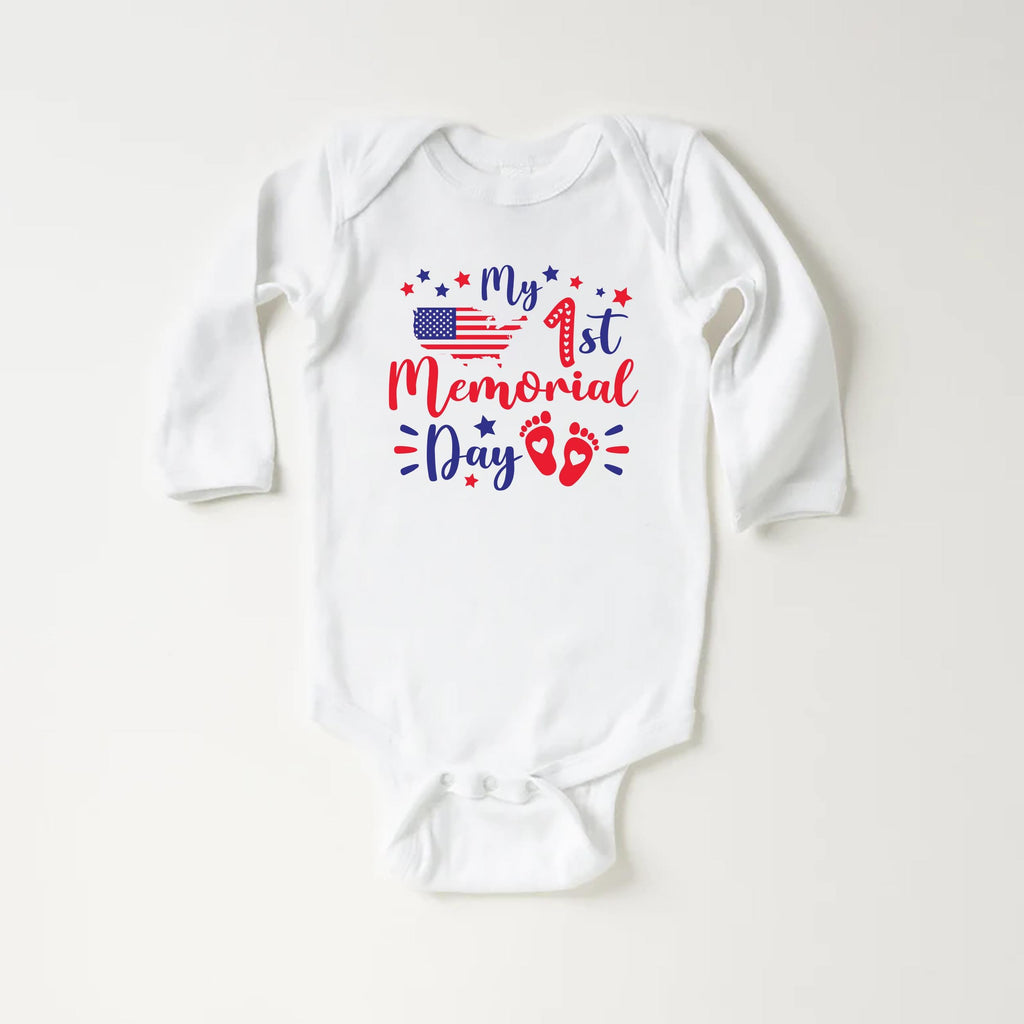 First Memorial Day Baby Bodysuit, Baby Shirt, Toddler Sweatshirt - Cute Patriotic America Outfit, Red White Blue Baby Gift for Newborns
