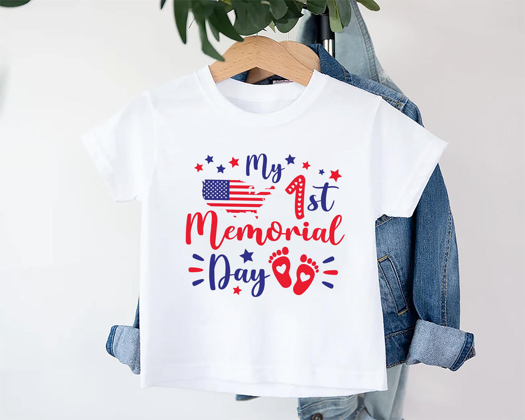 First Memorial Day Baby Bodysuit, Baby Shirt, Toddler Sweatshirt - Cute Patriotic America Outfit, Red White Blue Baby Gift for Newborns