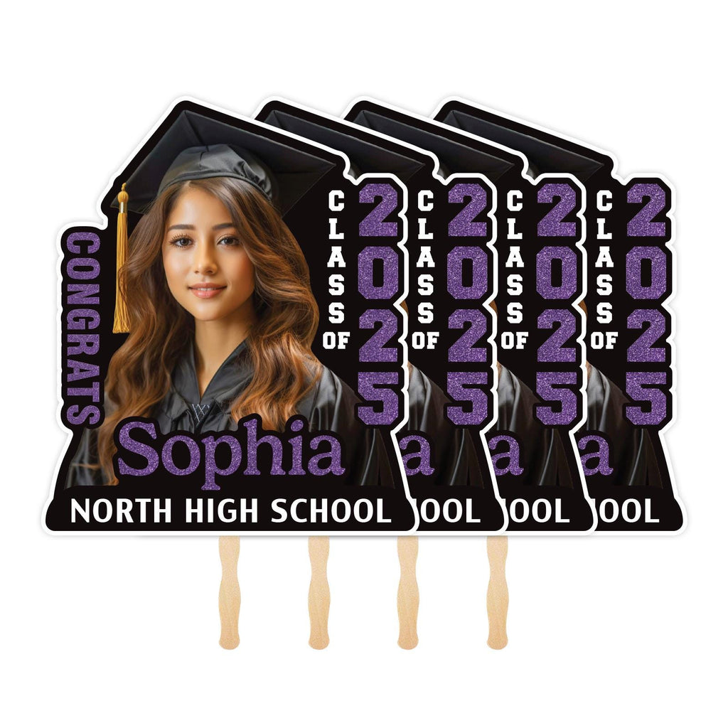 Custom Face Fans With Wooden Handle, Graduation Head, Grad Face Fans, Class of 2025 Head Fans, Graduation Faces on a Stick