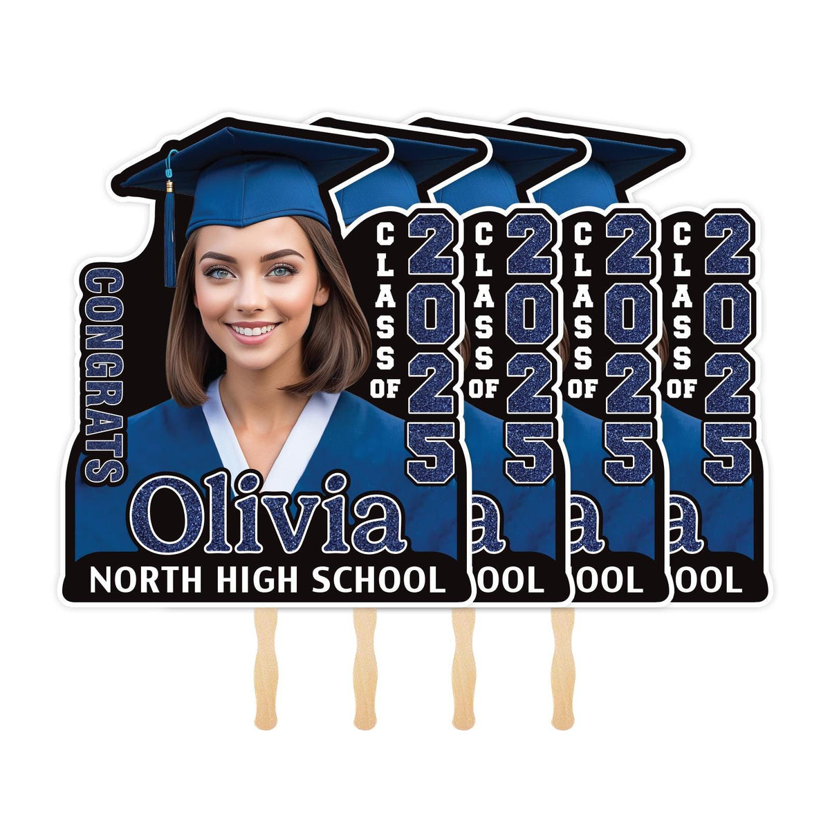 Custom Face Fans With Wooden Handle, Graduation Head, Grad Face Fans ...