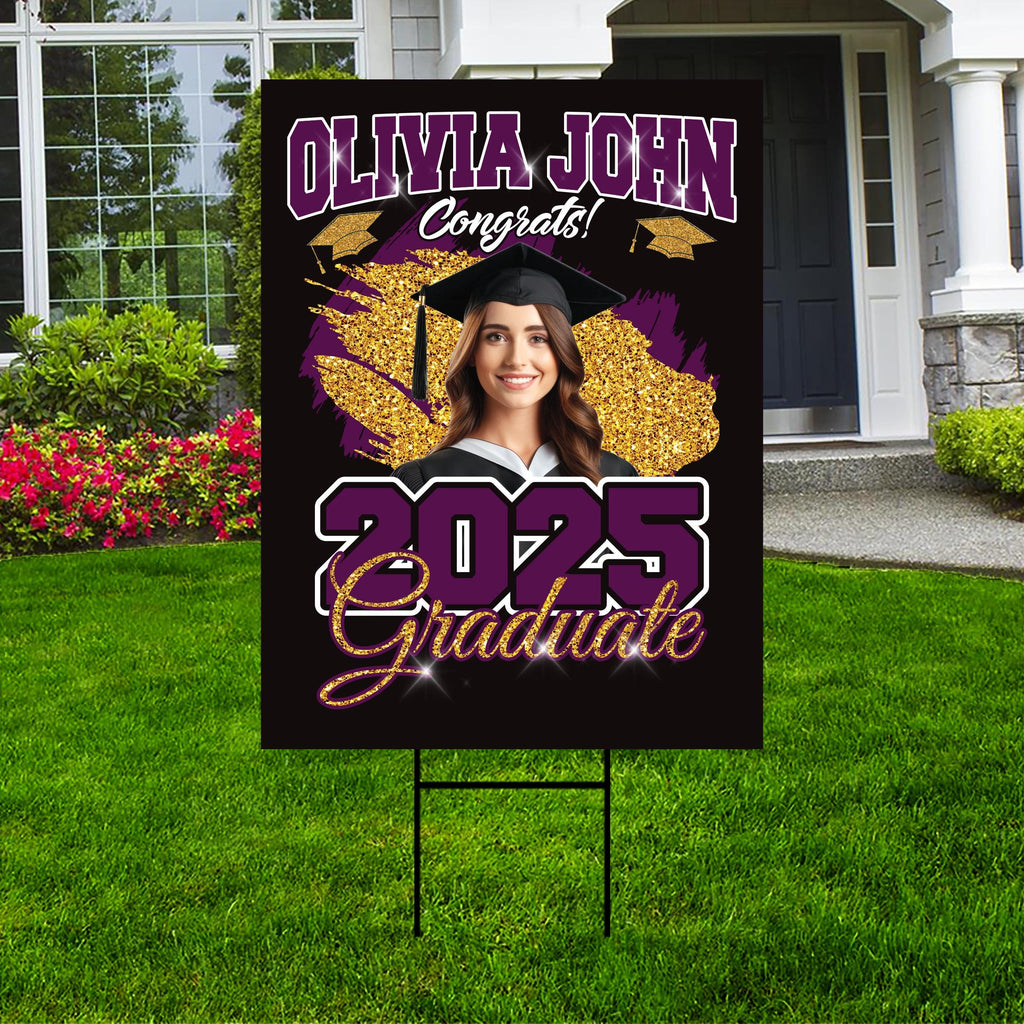 Personalized College Graduation Yard Sign 2025, College Logo Sign, Custom Graduate School College University Yard Sign with Metal H-Stake