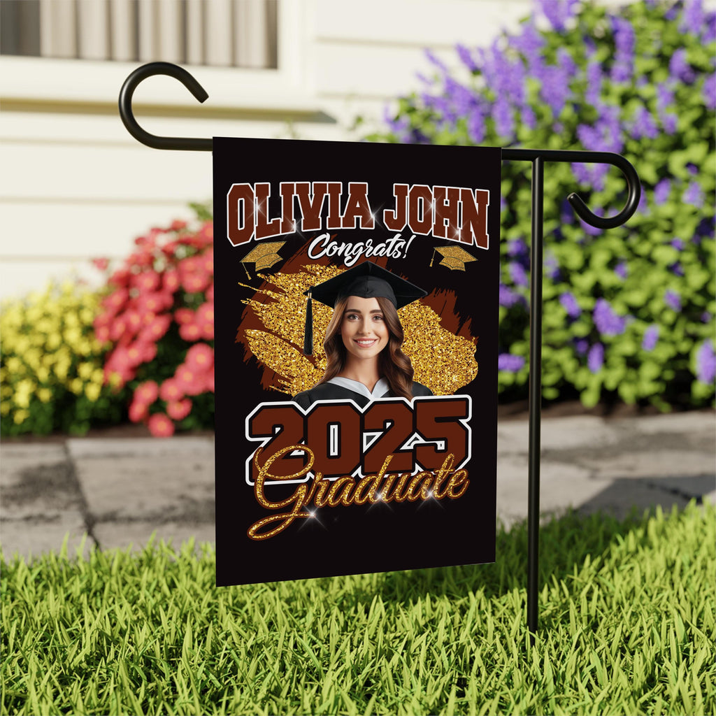 Personalized College Graduation Garden Flag, Double Sided Custom School, University Logo, Class of 2025 Yard Sign, Graduate Celebration Flag