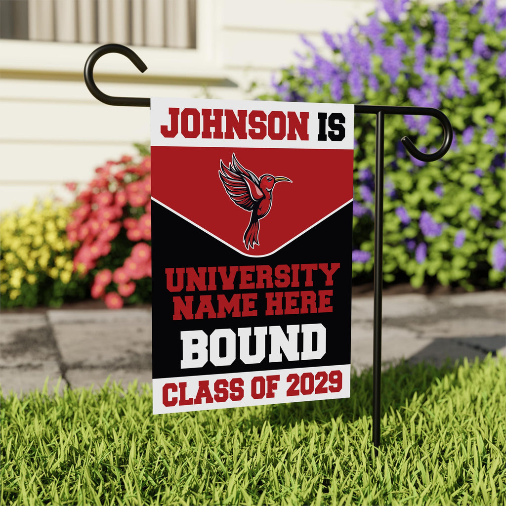 Personalized College Bound Garden Flag, Double Sided Future Graduate Custom Decor, University Bound Yard Sign, Class of 2025 Graduation Flag