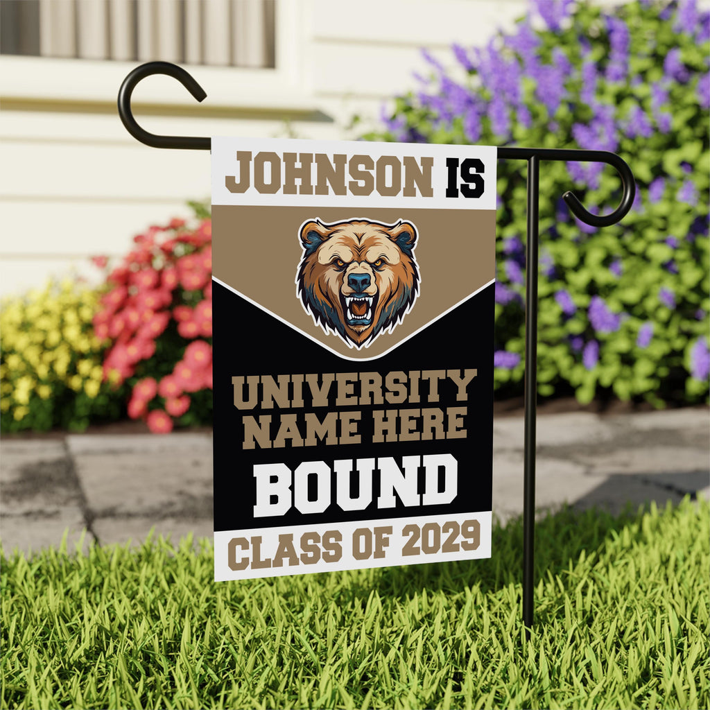 Personalized College Bound Garden Flag, Double Sided Future Graduate Custom Decor, University Bound Yard Sign, Class of 2025 Graduation Flag