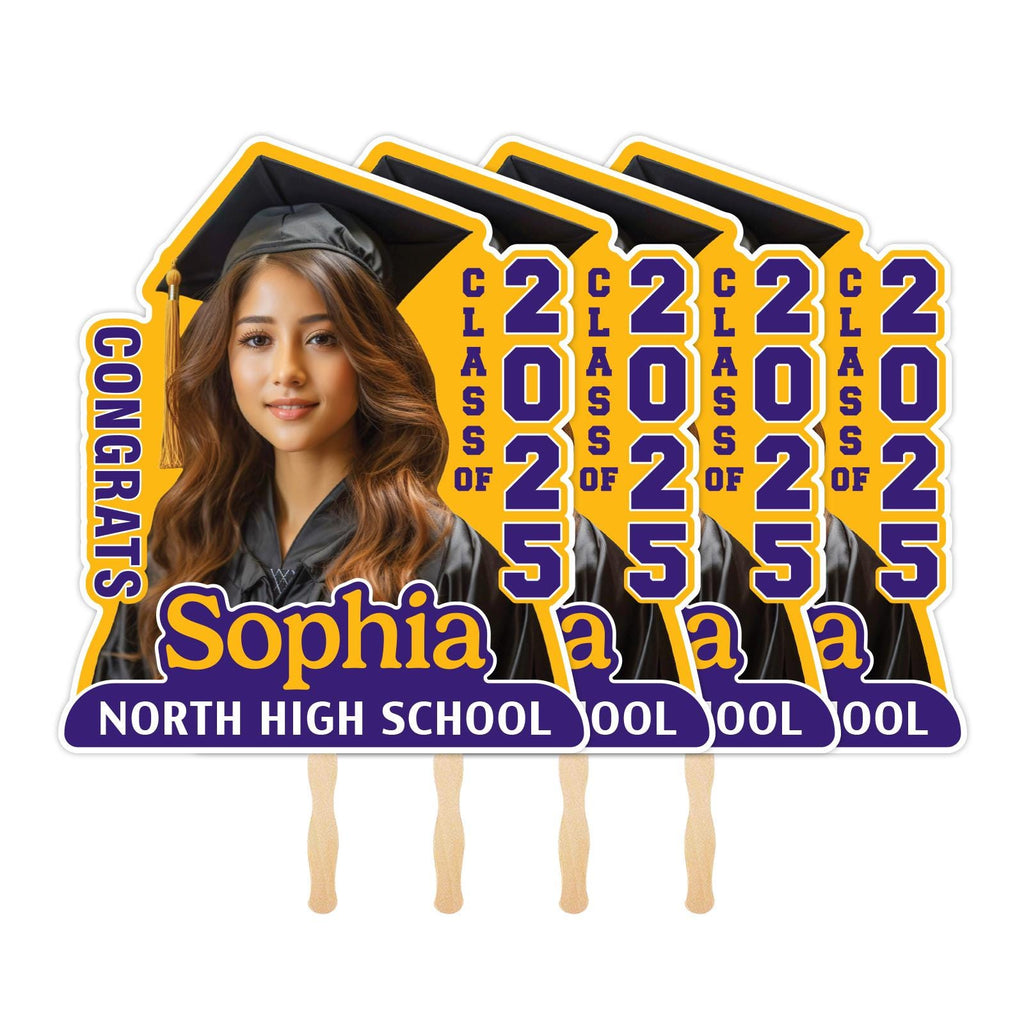 Custom Face Fans With Wooden Handle, Graduation Head, Grad Face Fans, Class of 2025 Head Fans, Graduation Faces on a Stick