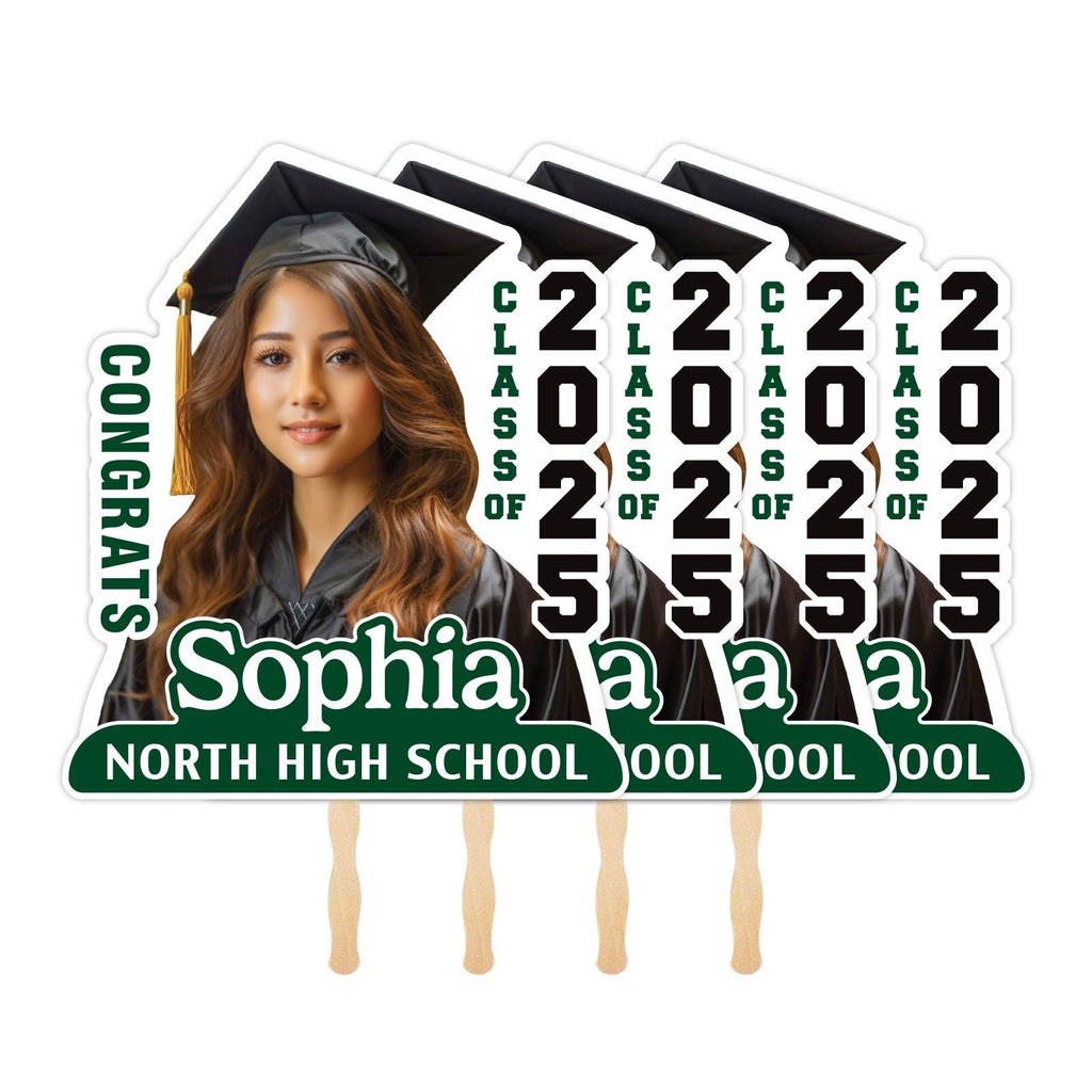Custom Face Fans With Wooden Handle, Graduation Head, Grad Face Fans, Class of 2025 Head Fans, Graduation Faces on a Stick