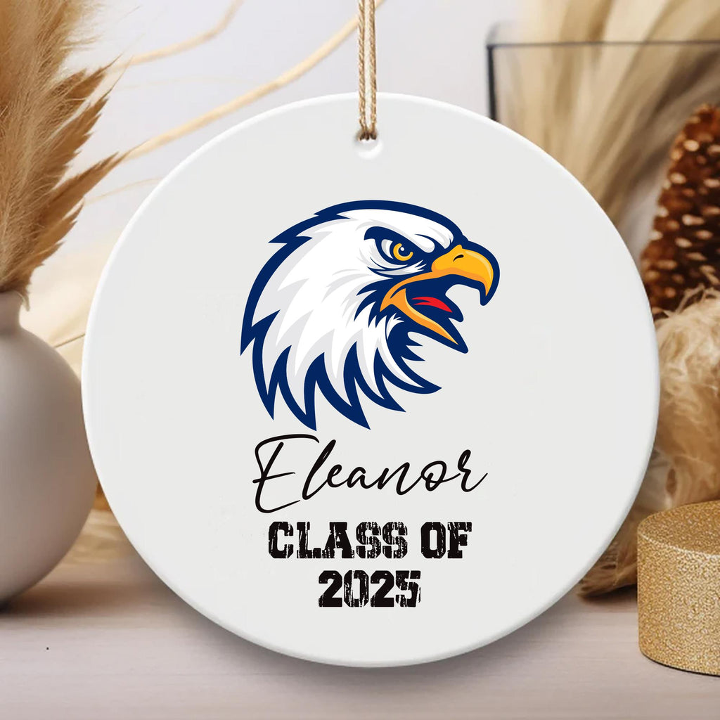 Custom University Ornament, Graduation College Ceramic Keepsake, Class of 2025 Gift, College Logo Ornament, Personalized Graduate Decor